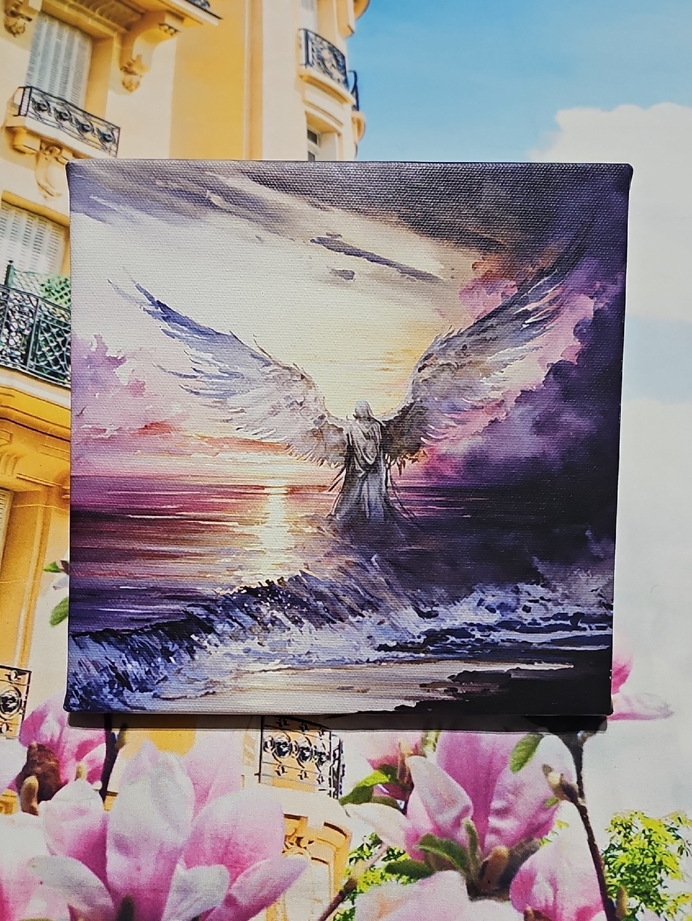Angel Wings Ocean Sunset Canvas Wall Art Ready to Hang Decor